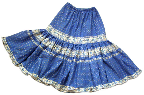 Provence tiered skirt, long (Esterel. blue) - Click Image to Close